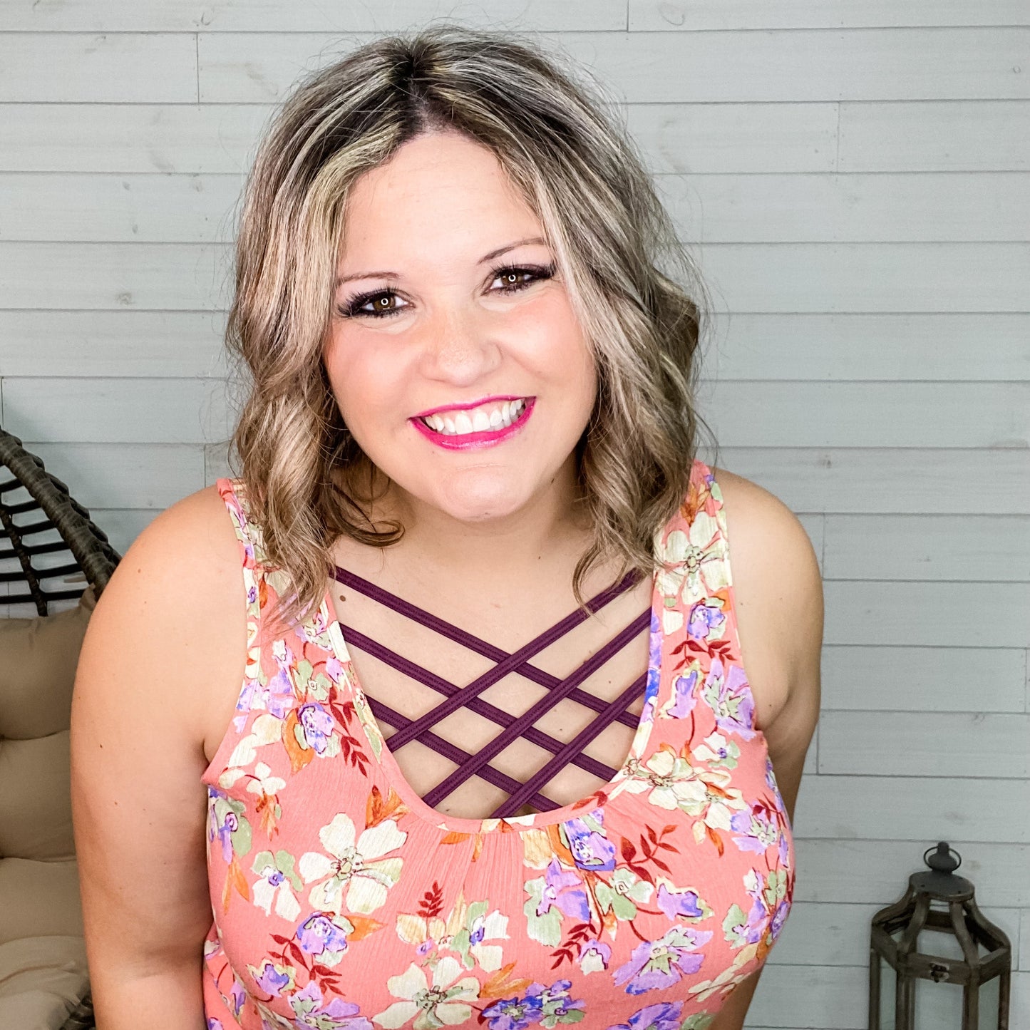 "Coral Kiss" Floral Tank Top