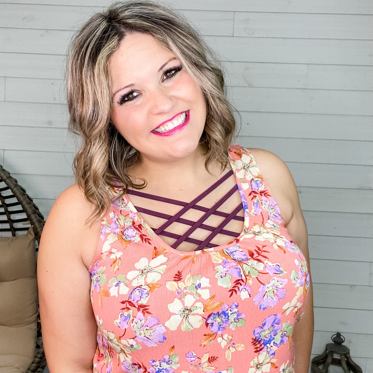 "Coral Kiss" Floral Tank Top