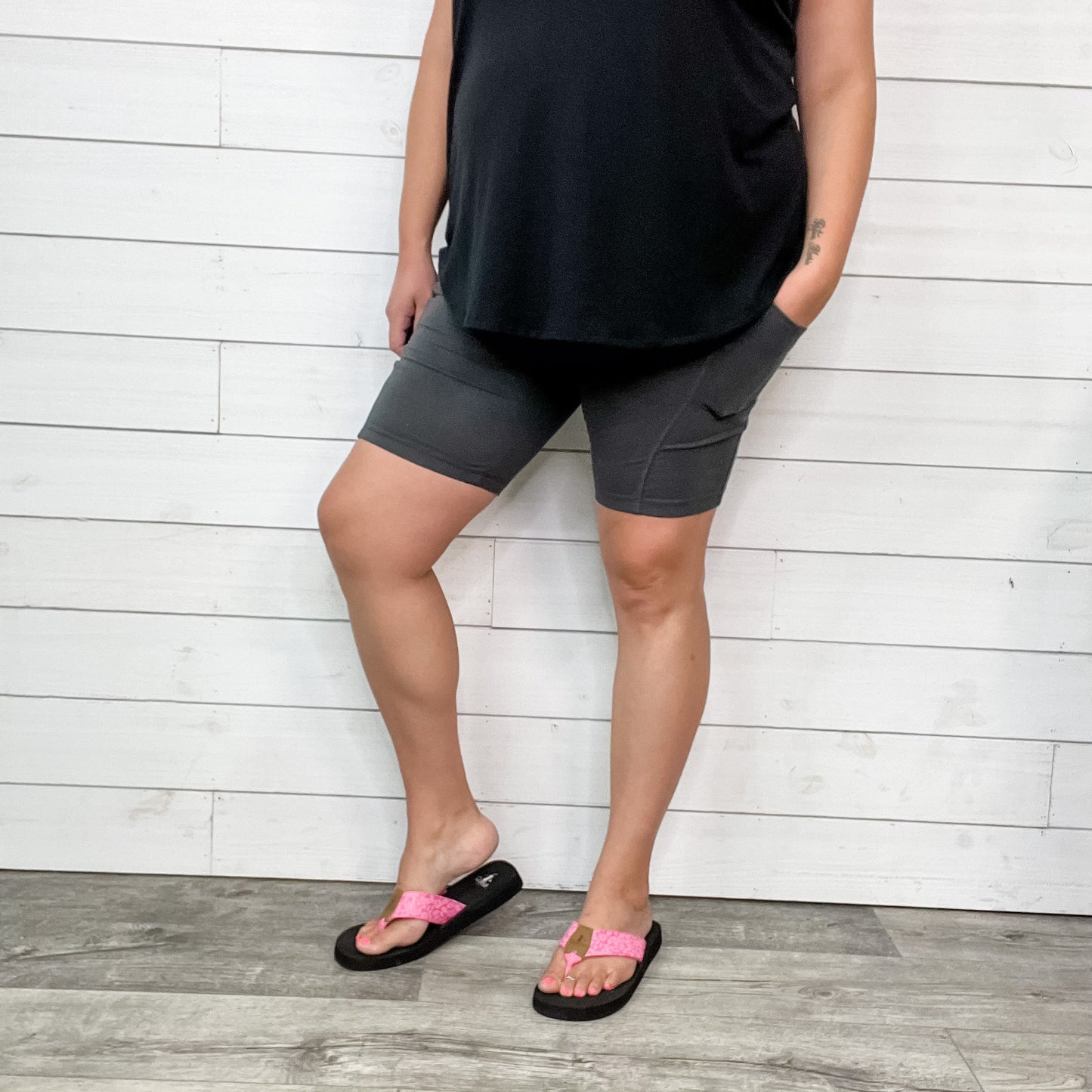 Cotton No Chub Rub Bike Shorts with Pockets (Ash Grey)