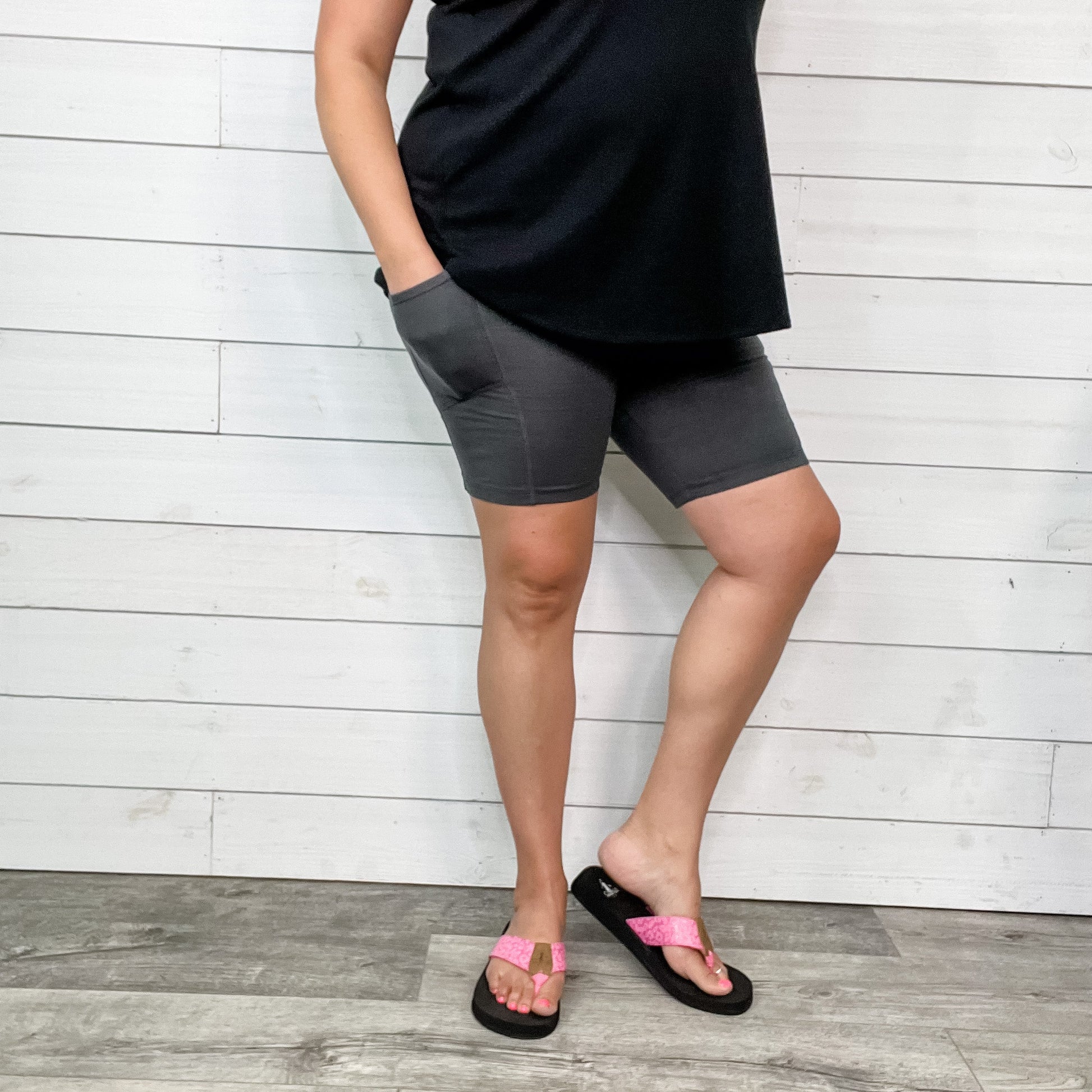 Cotton No Chub Rub Bike Shorts with Pockets (Ash Grey)