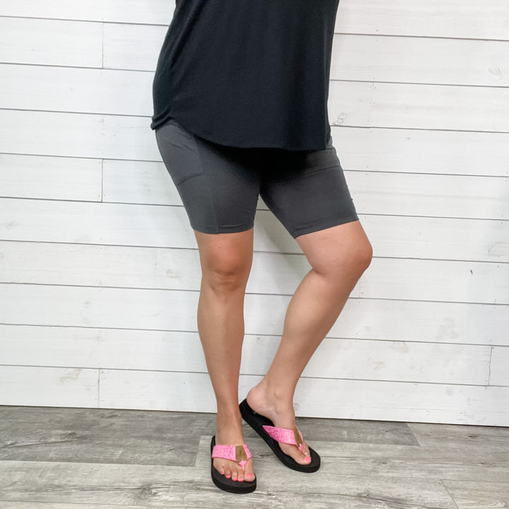 Cotton No Chub Rub Bike Shorts with Pockets (Ash Grey)