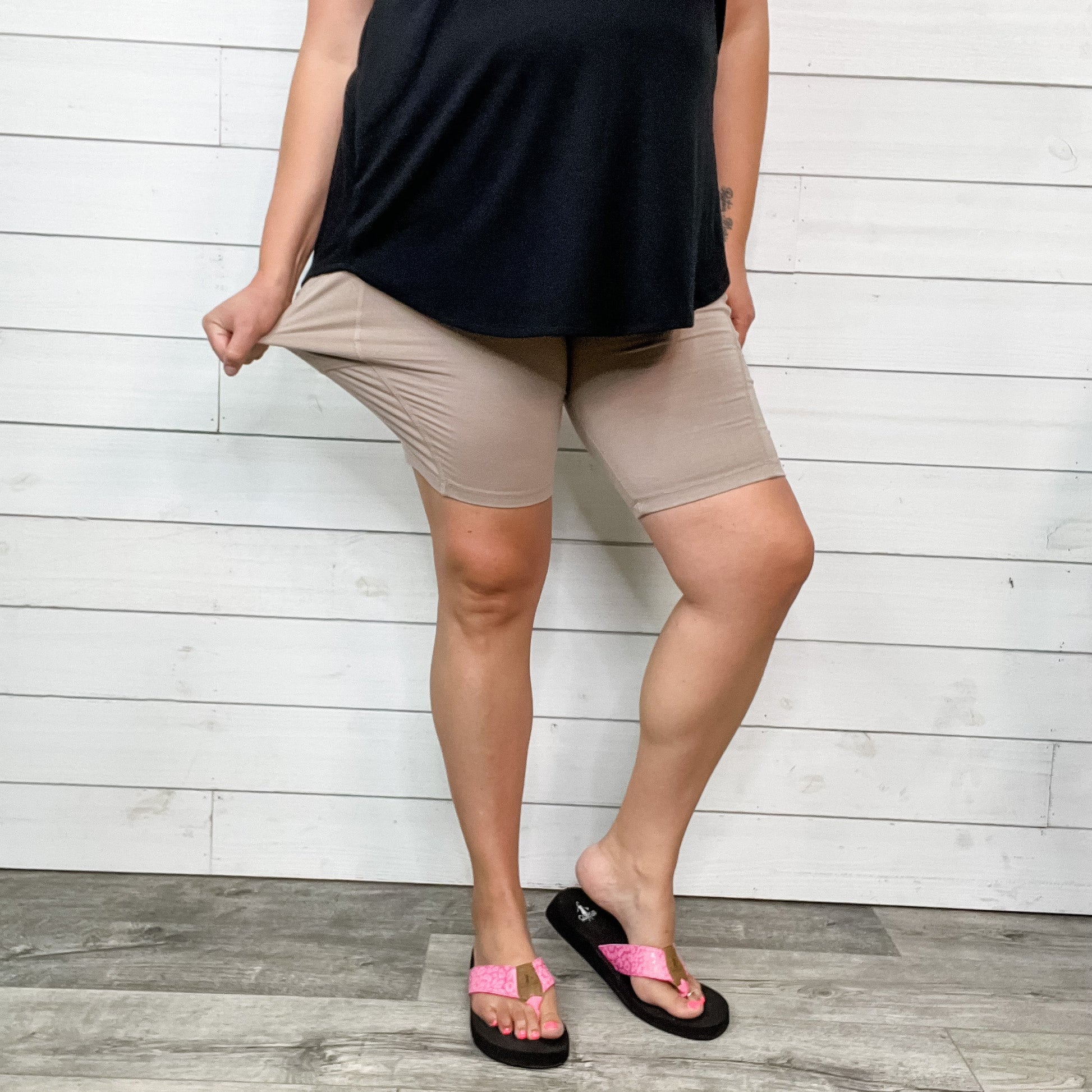 Cotton No Chub Rub Bike Shorts with Pockets (Ash Mocha)