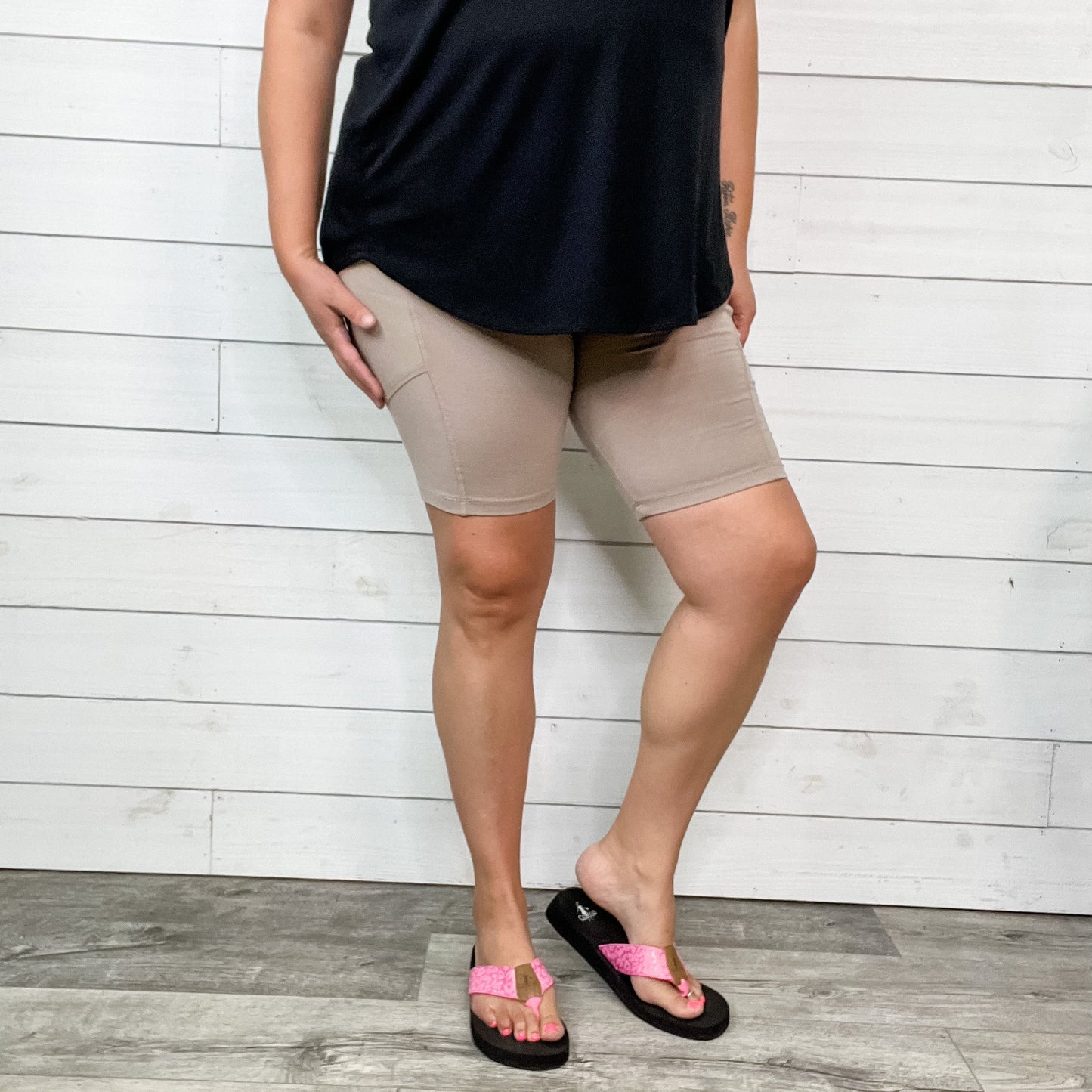 Cotton No Chub Rub Bike Shorts with Pockets (Ash Mocha)