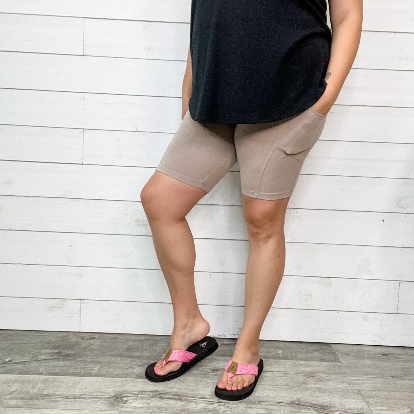 Cotton No Chub Rub Bike Shorts with Pockets (Ash Mocha)