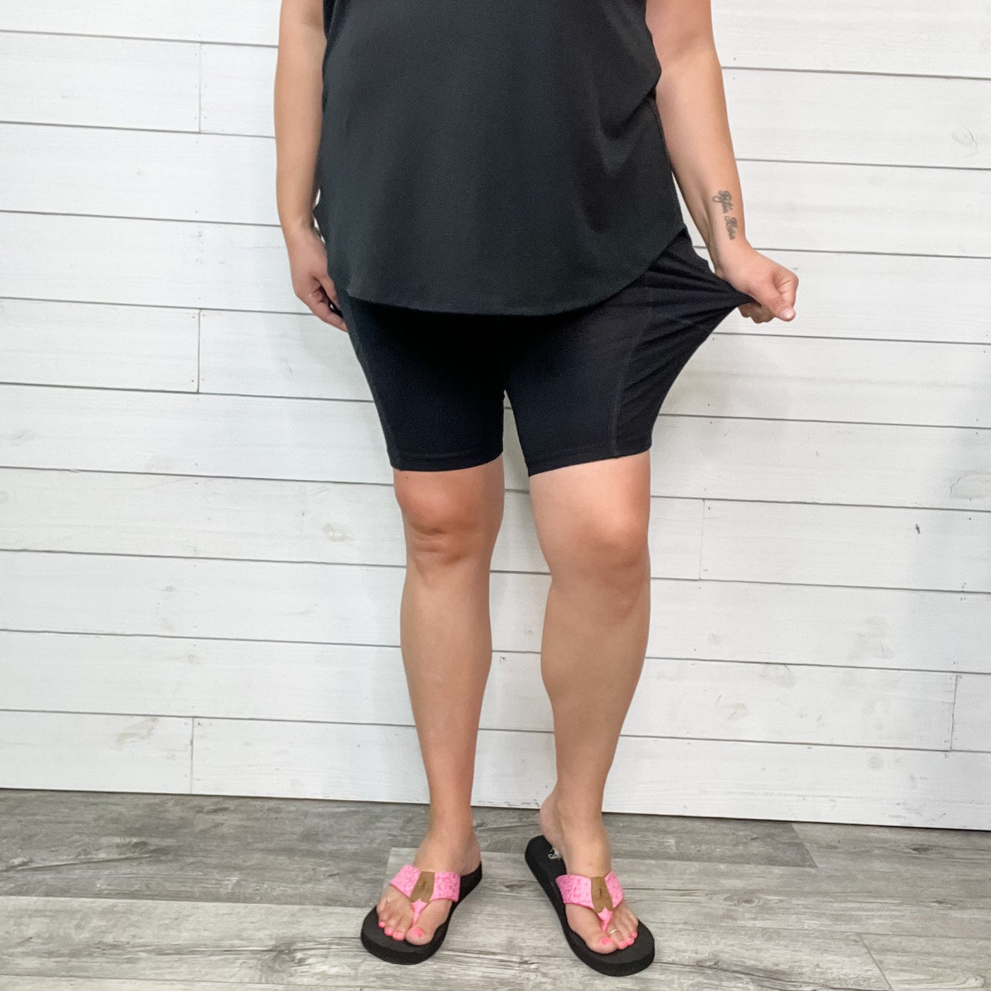 Cotton No Chub Rub Bike Shorts with Pockets (Black)