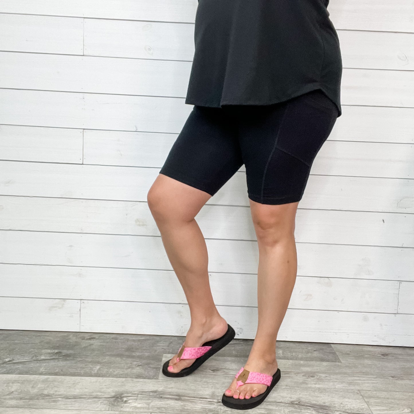 Cotton No Chub Rub Bike Shorts with Pockets (Black)