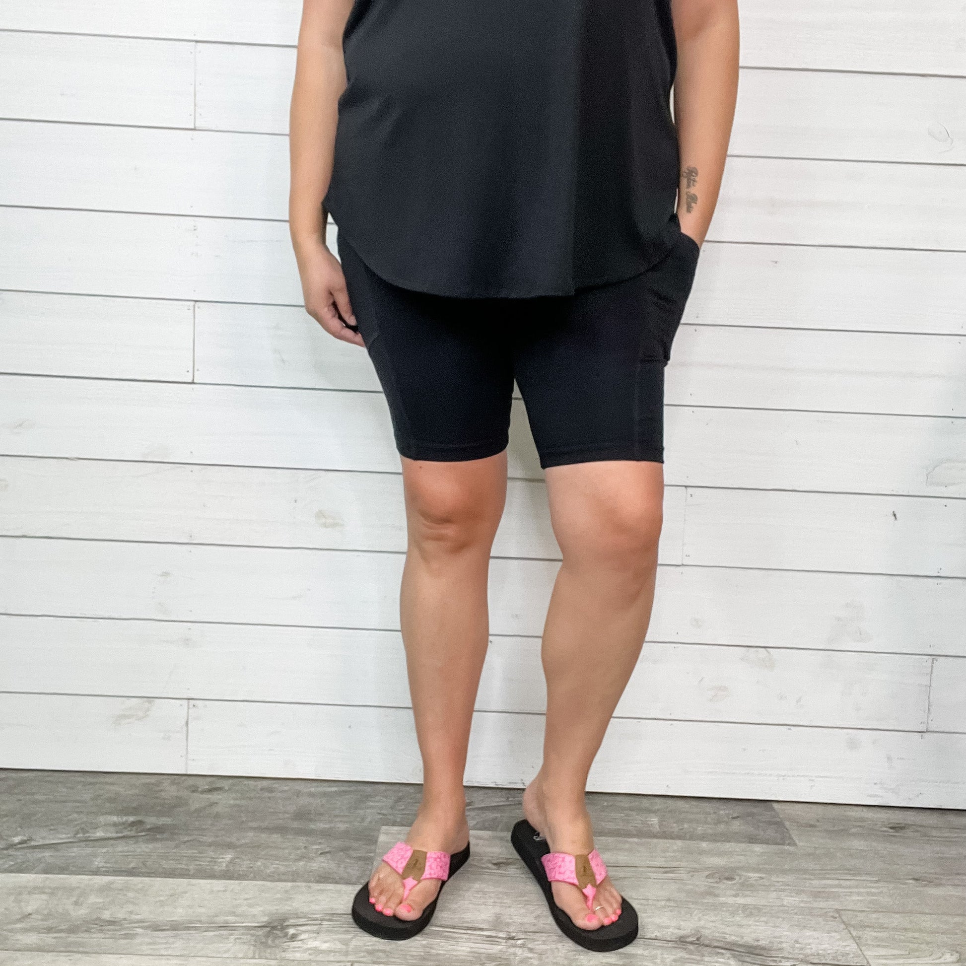 Cotton No Chub Rub Bike Shorts with Pockets (Black)