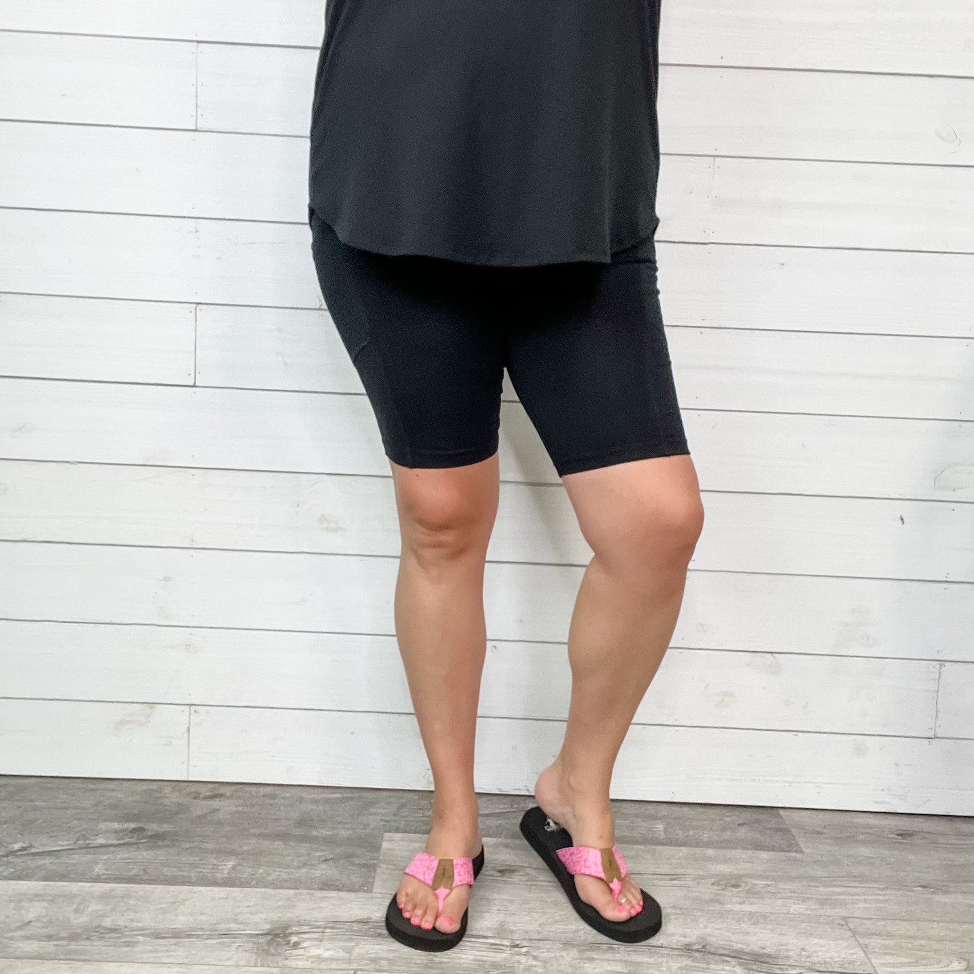 Cotton No Chub Rub Bike Shorts with Pockets (Black)