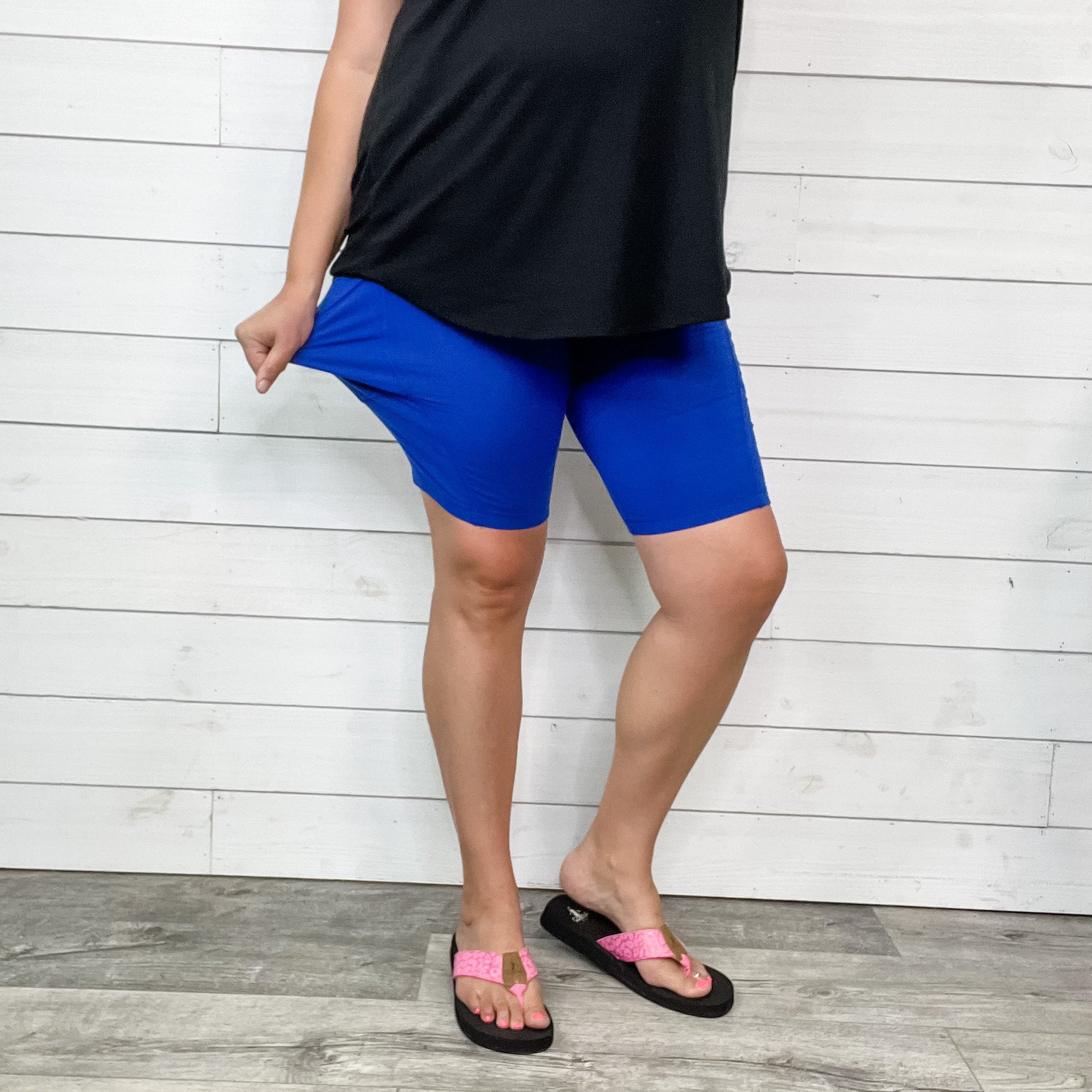 Cotton No Chub Rub Bike Shorts with Pockets (Bright Blue)