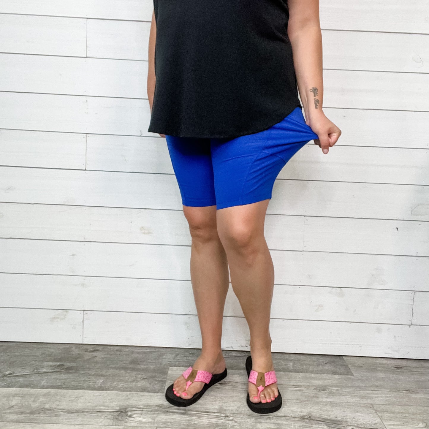 Cotton No Chub Rub Bike Shorts with Pockets (Bright Blue)