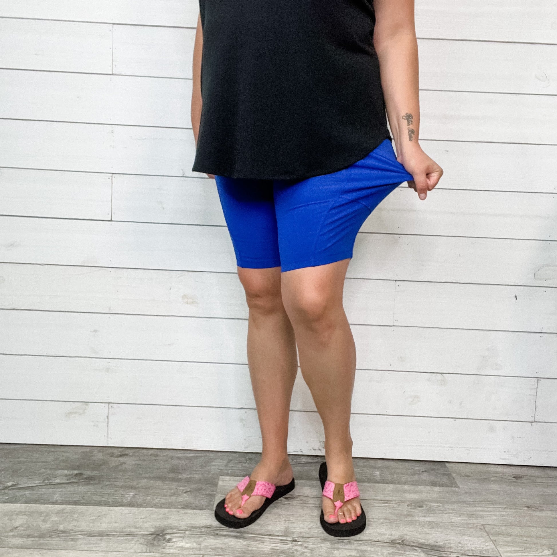 Cotton No Chub Rub Bike Shorts with Pockets (Bright Blue)