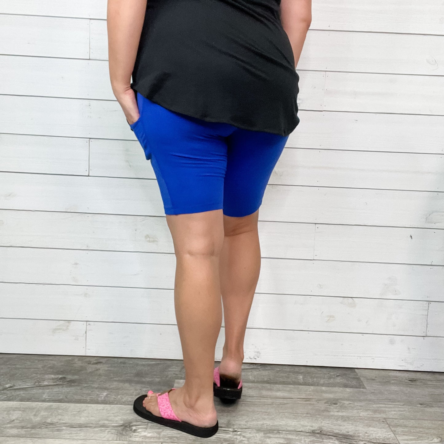 Cotton No Chub Rub Bike Shorts with Pockets (Bright Blue)