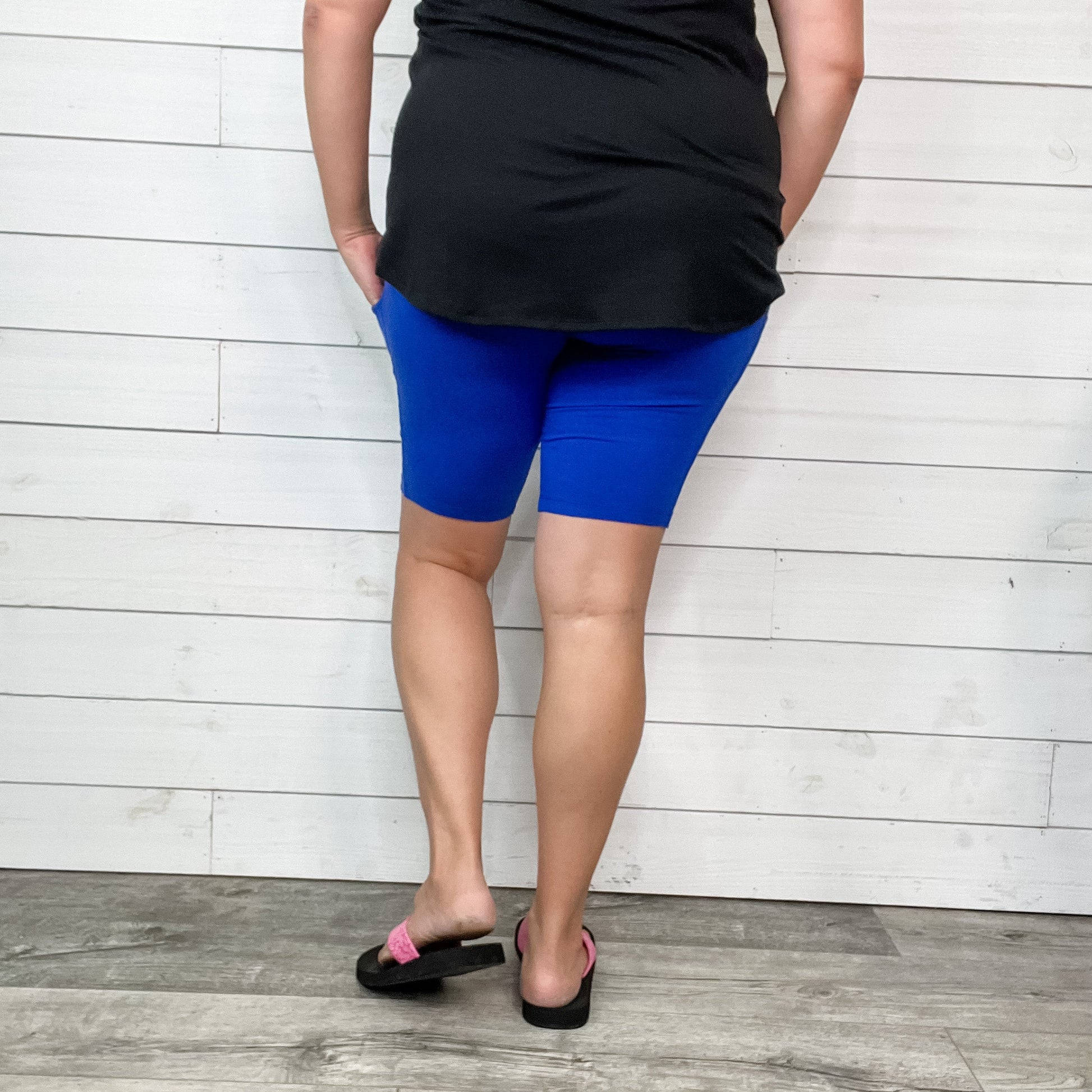 Cotton No Chub Rub Bike Shorts with Pockets (Bright Blue)