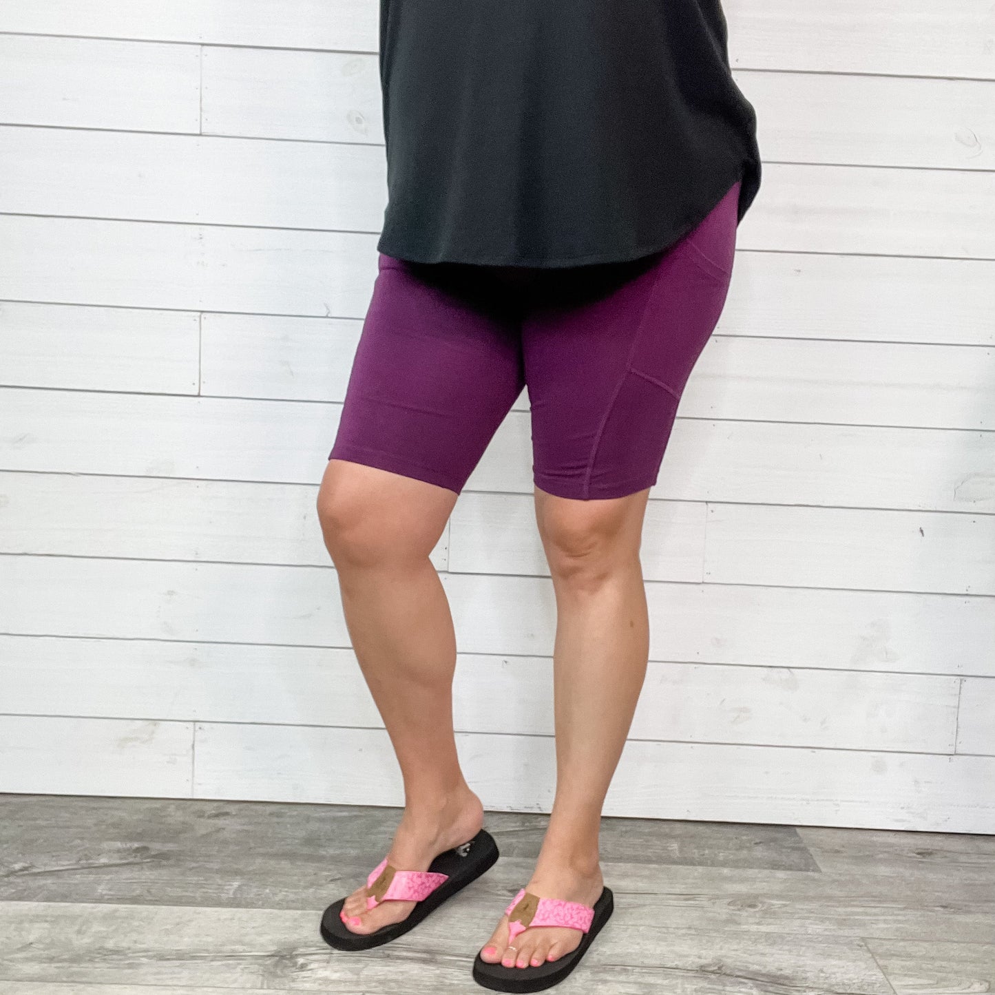 Cotton No Chub Rub Bike Shorts with Pockets (Dark Plum)