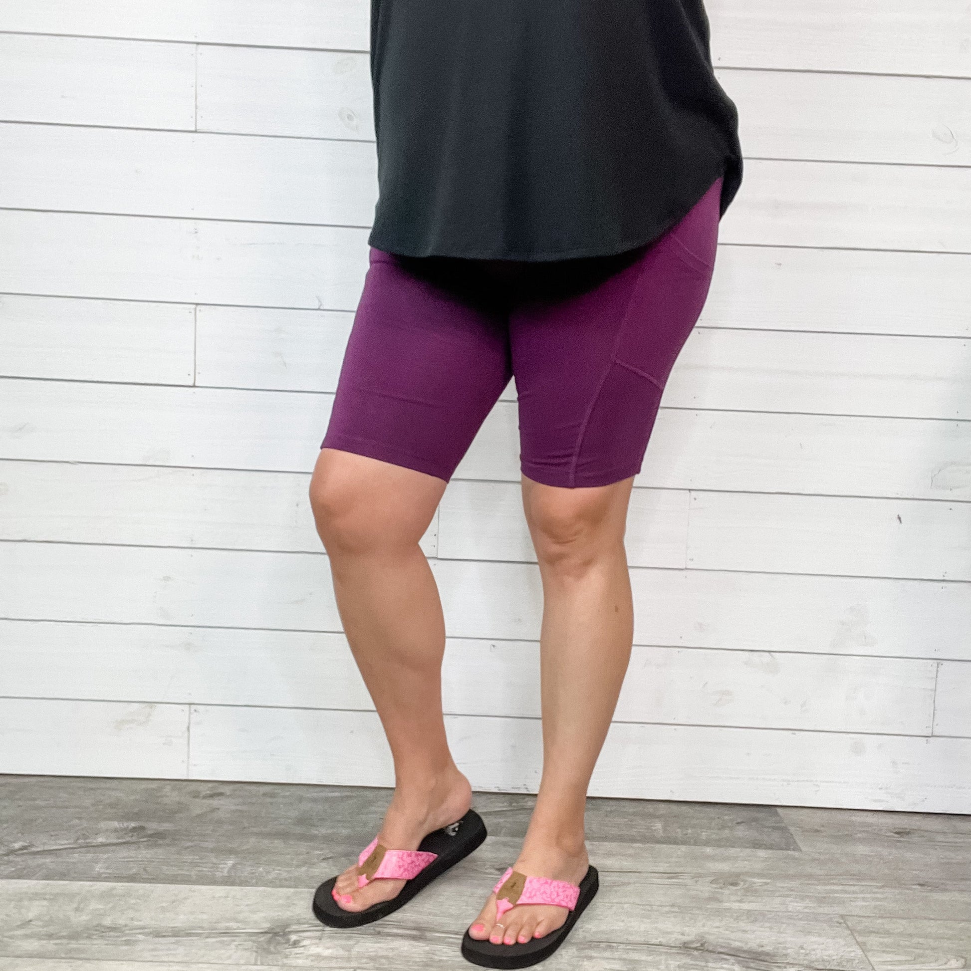 Cotton No Chub Rub Bike Shorts with Pockets (Dark Plum)