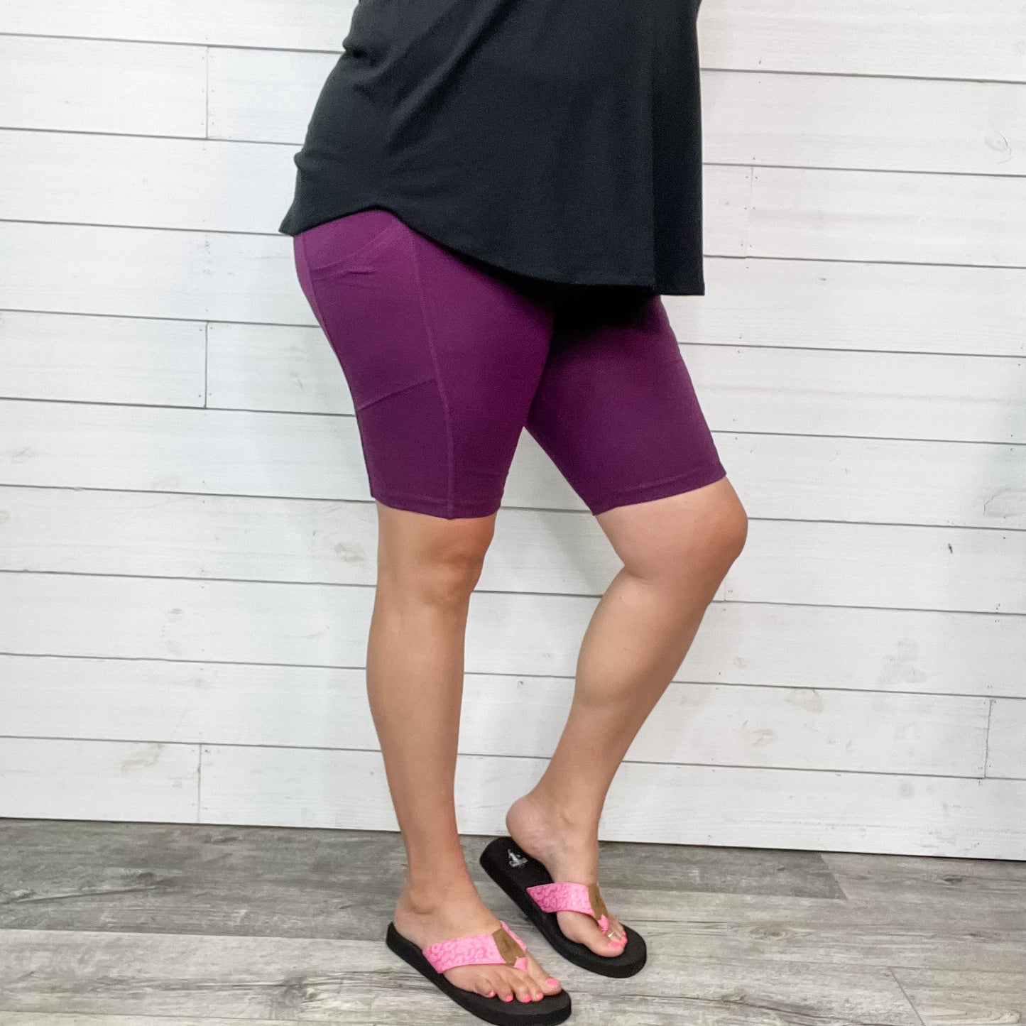 Cotton No Chub Rub Bike Shorts with Pockets (Dark Plum)