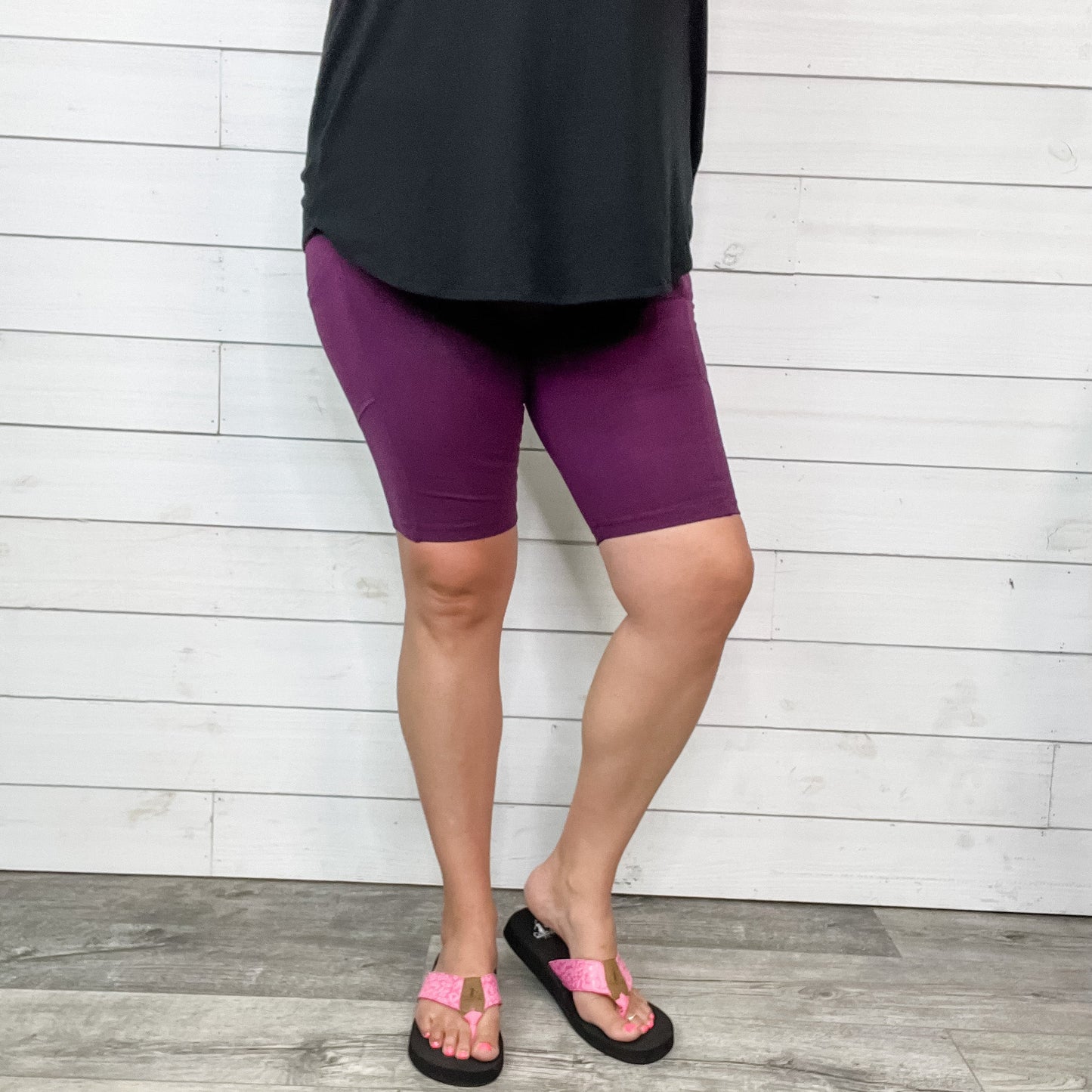 Cotton No Chub Rub Bike Shorts with Pockets (Dark Plum)