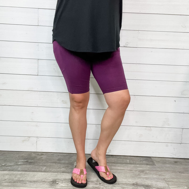 Cotton No Chub Rub Bike Shorts with Pockets (Dark Plum)