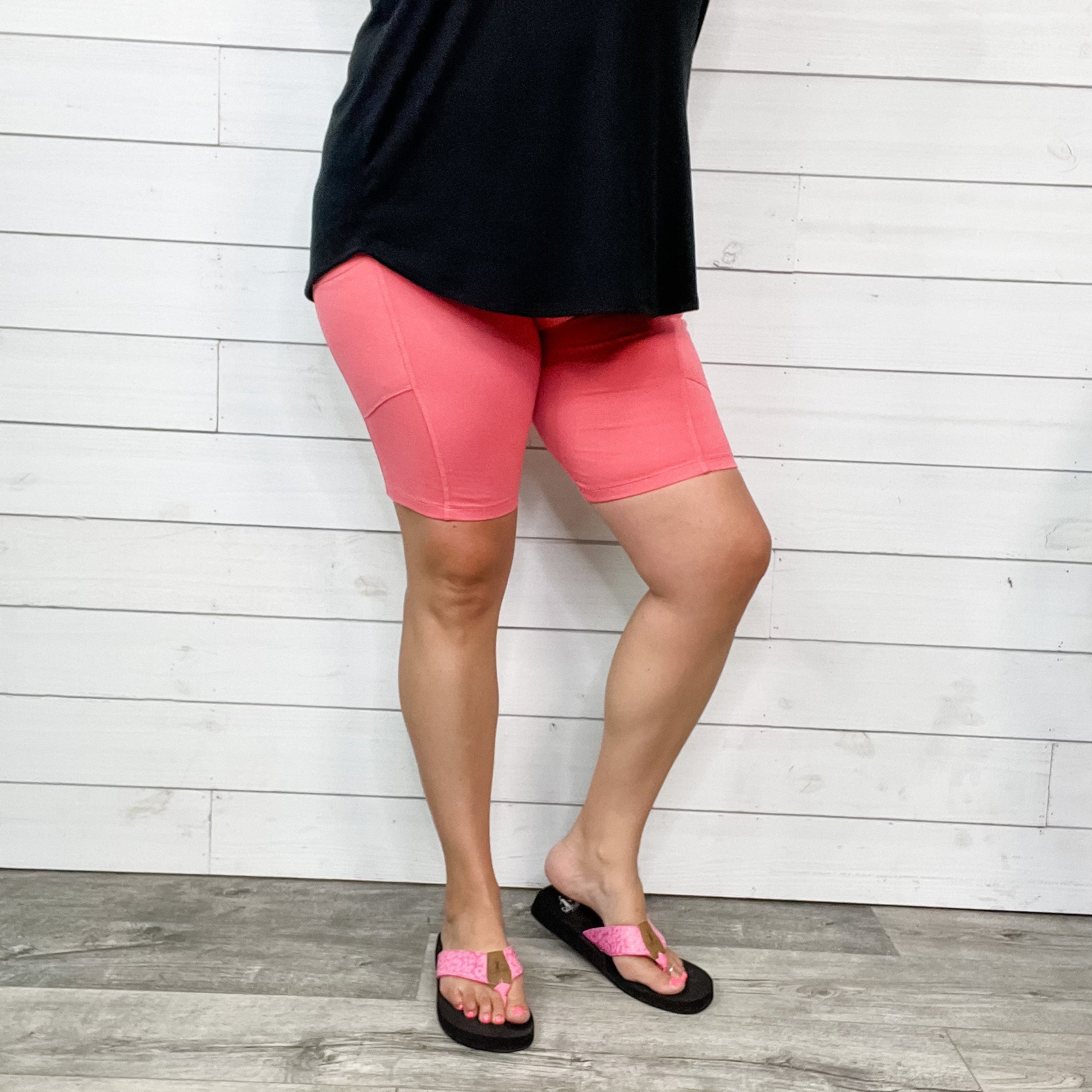 Cotton No Chub Rub Bike Shorts with Pockets (Desert Rose)