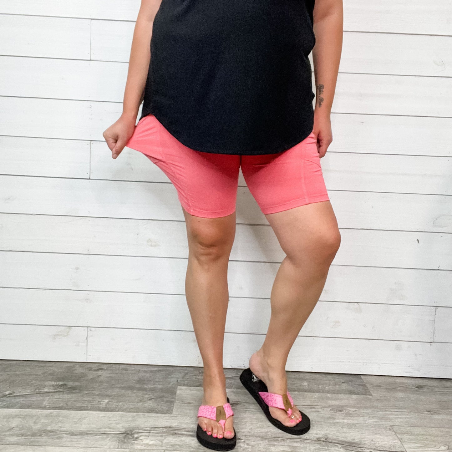 Cotton No Chub Rub Bike Shorts with Pockets (Desert Rose)