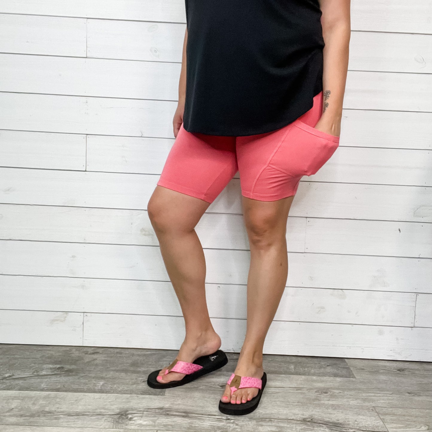 Cotton No Chub Rub Bike Shorts with Pockets (Desert Rose)