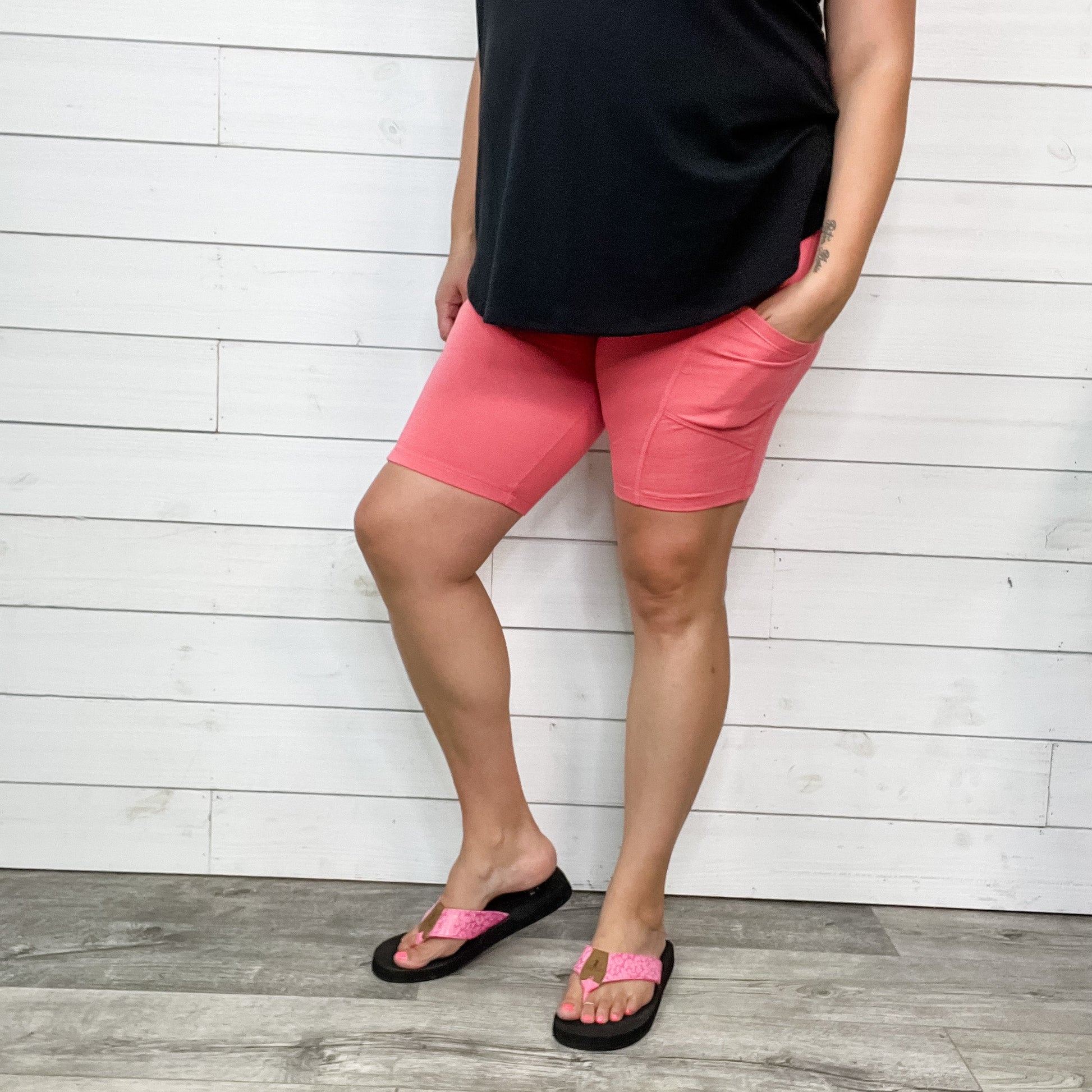 Cotton No Chub Rub Bike Shorts with Pockets (Desert Rose)