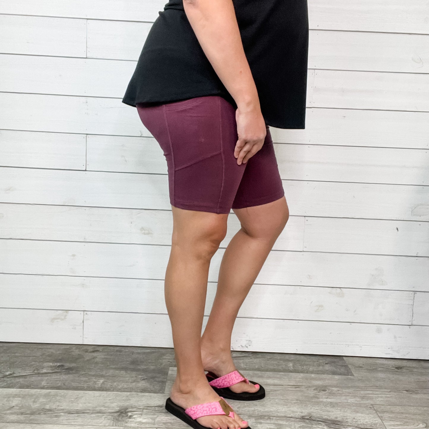 Cotton No Chub Rub Bike Shorts with Pockets (Eggplant)