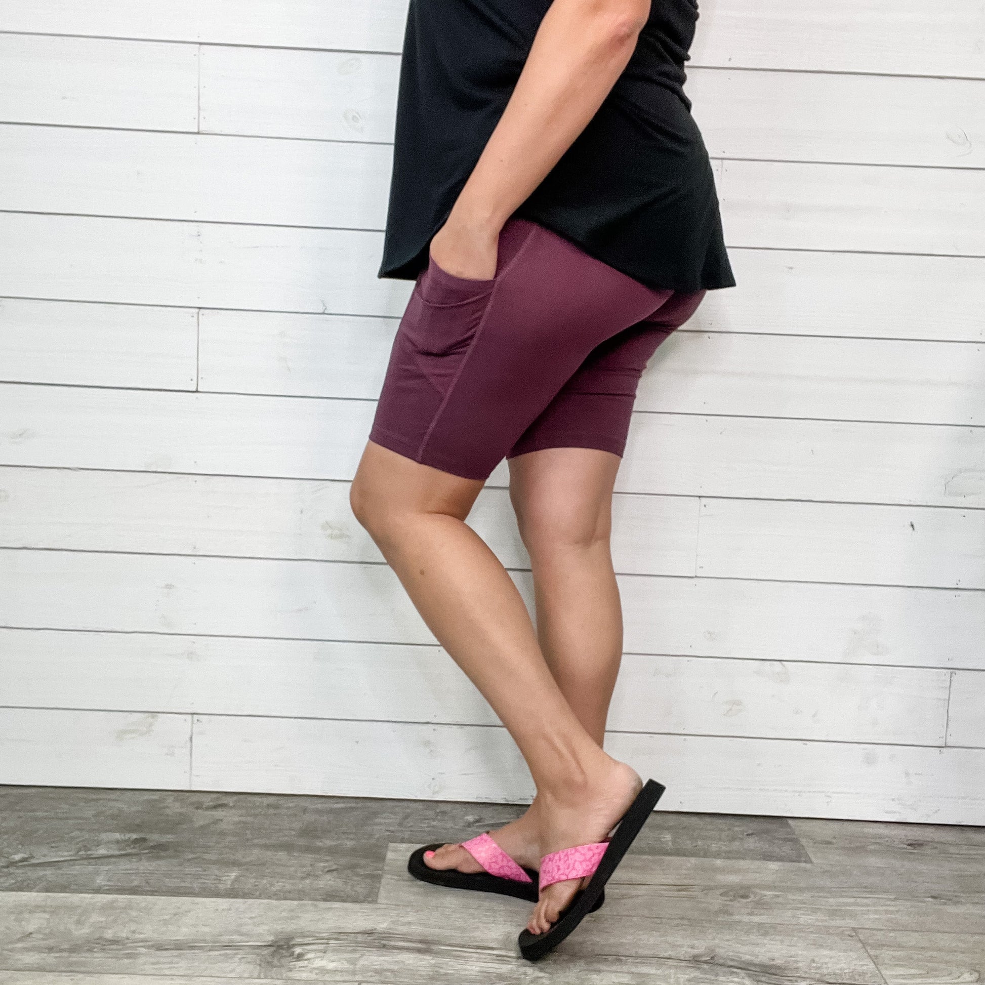 Cotton No Chub Rub Bike Shorts with Pockets (Eggplant)