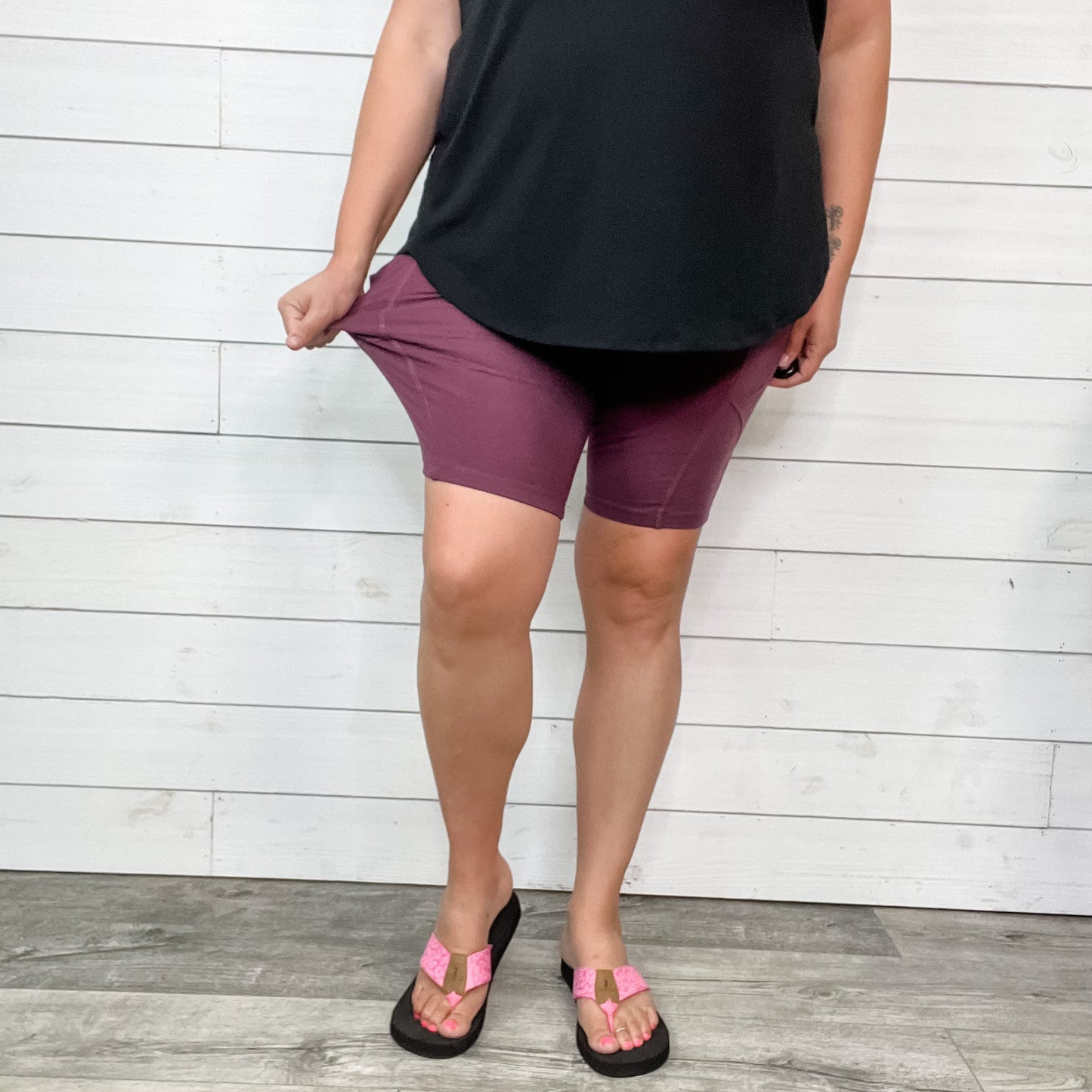 Cotton No Chub Rub Bike Shorts with Pockets (Eggplant)