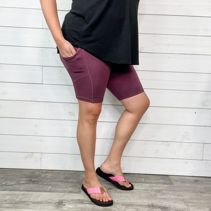 Cotton No Chub Rub Bike Shorts with Pockets (Eggplant)