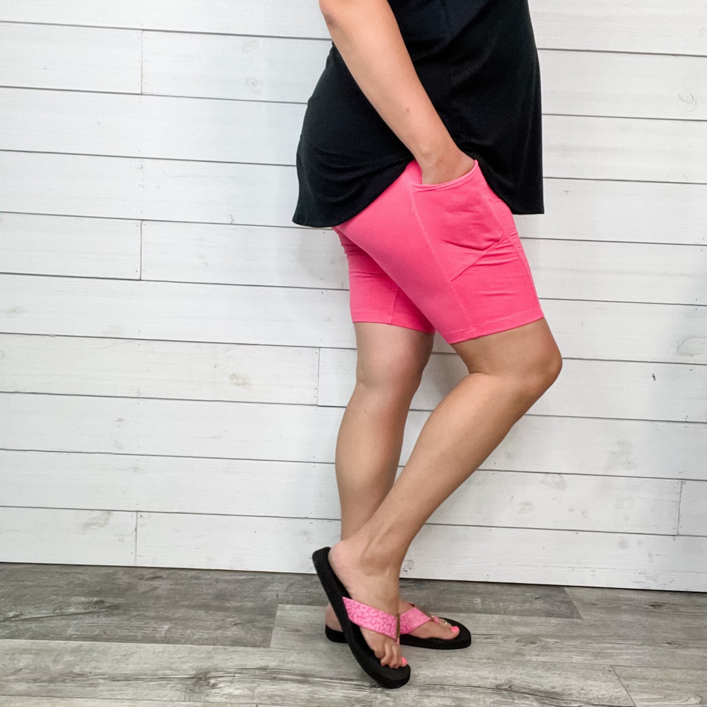 Cotton No Chub Rub Bike Shorts with Pockets (Fuchsia)