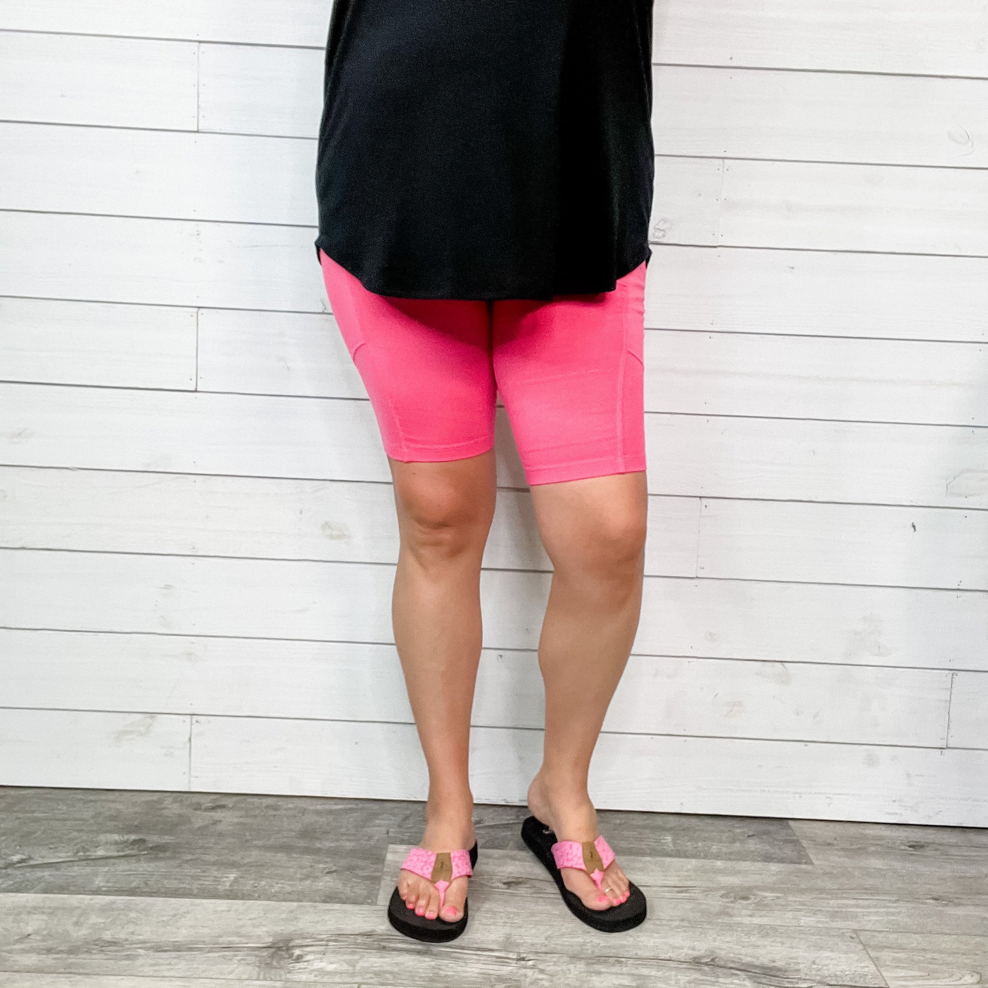 Cotton No Chub Rub Bike Shorts with Pockets (Fuchsia)