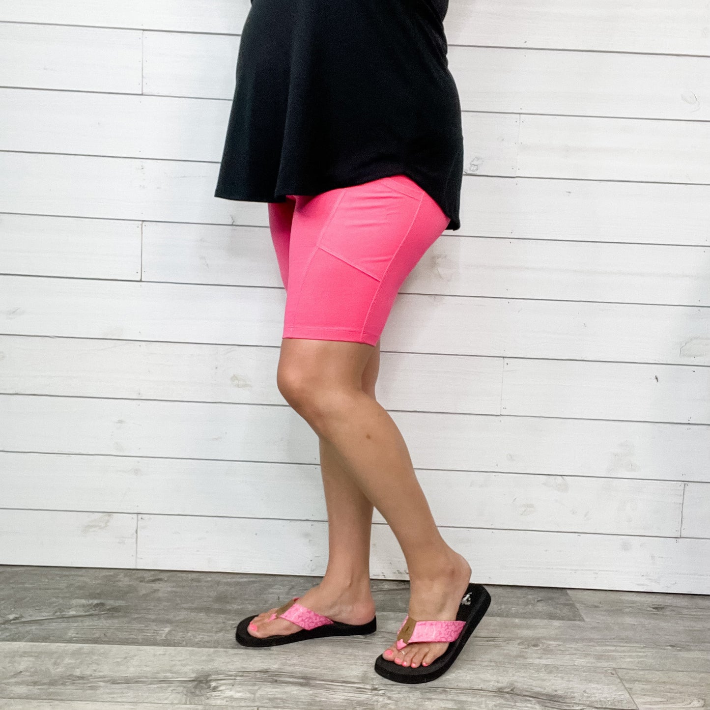 Cotton No Chub Rub Bike Shorts with Pockets (Fuchsia)