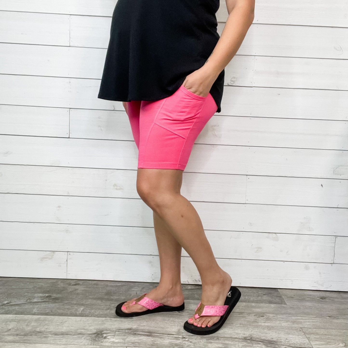 Cotton No Chub Rub Bike Shorts with Pockets (Fuchsia)