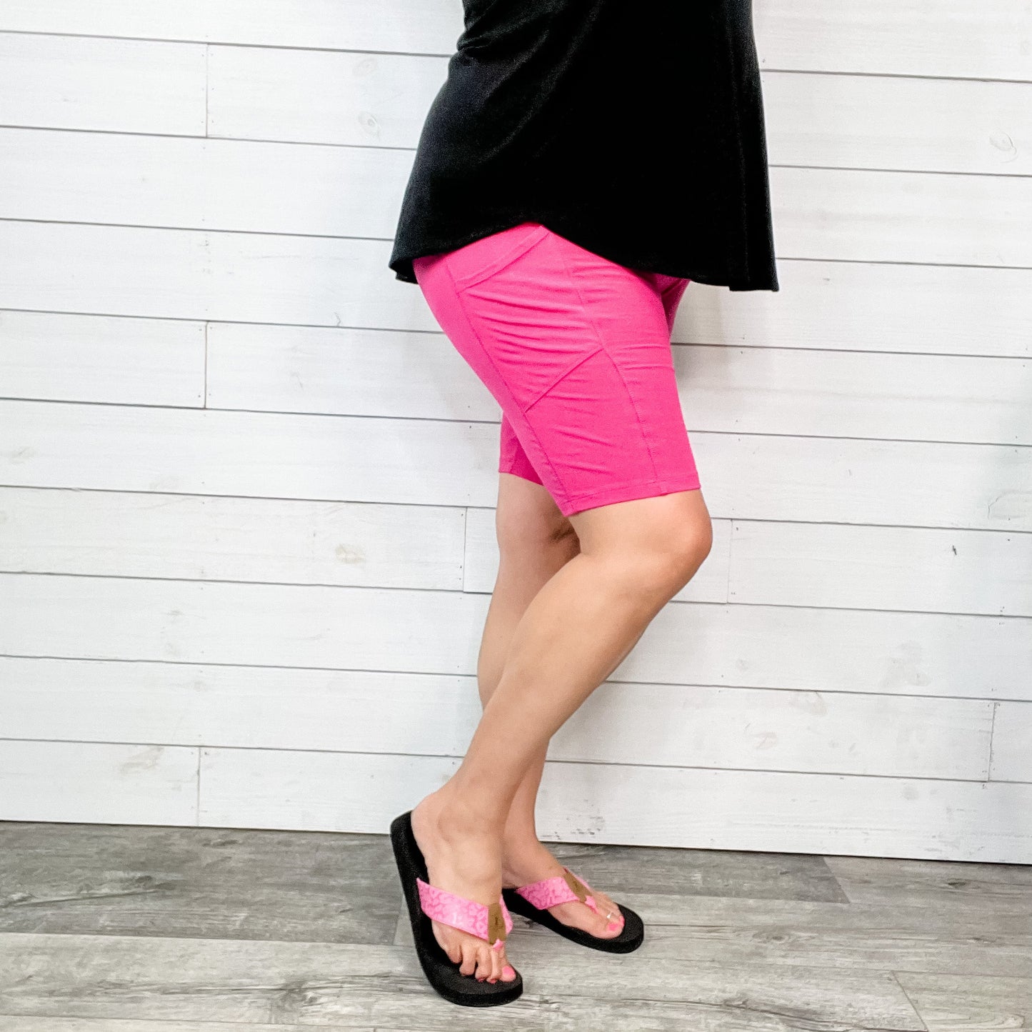 Cotton No Chub Rub Bike Shorts with Pockets (Hot Pink)