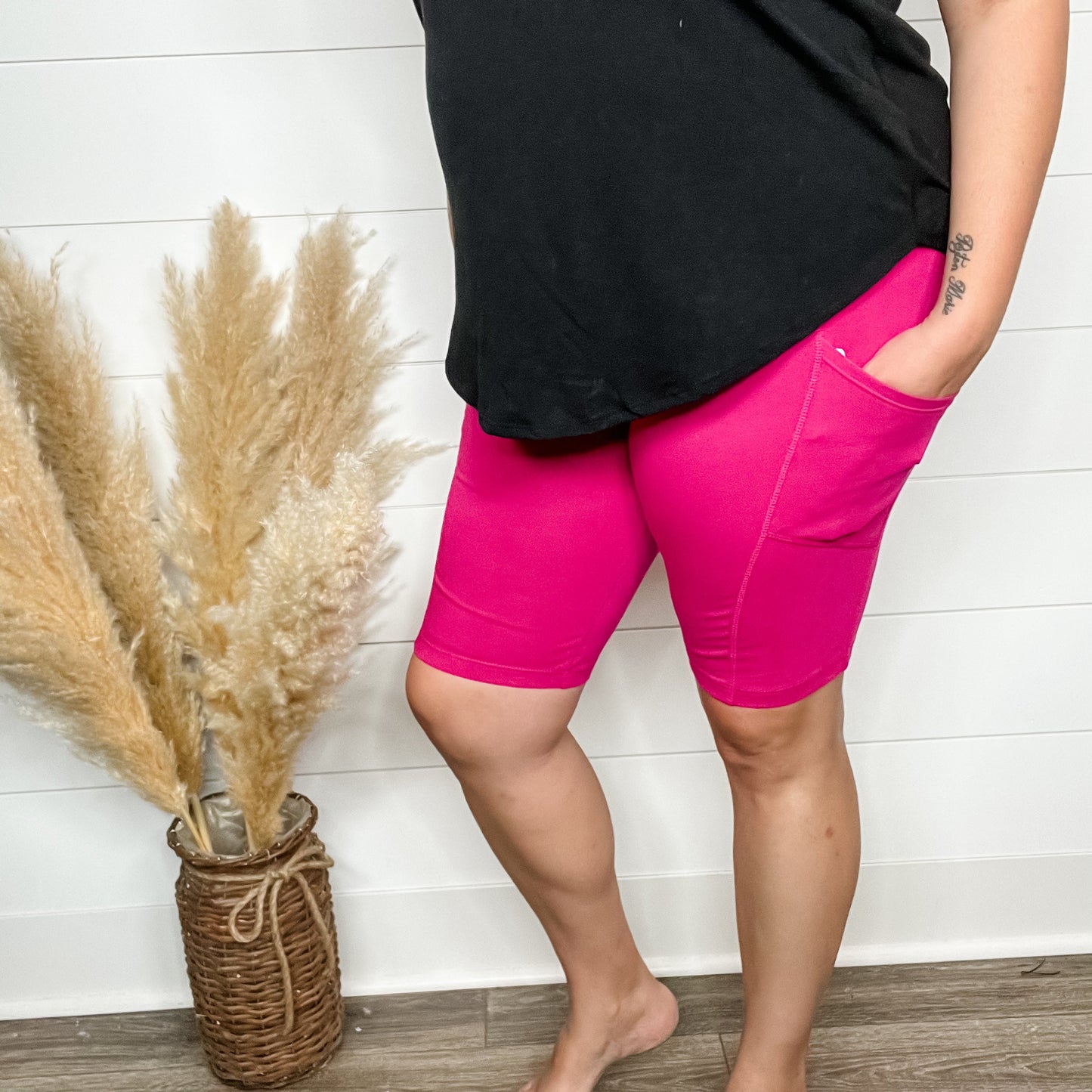Cotton No Chub Rub Bike Shorts with Pockets (Magenta)