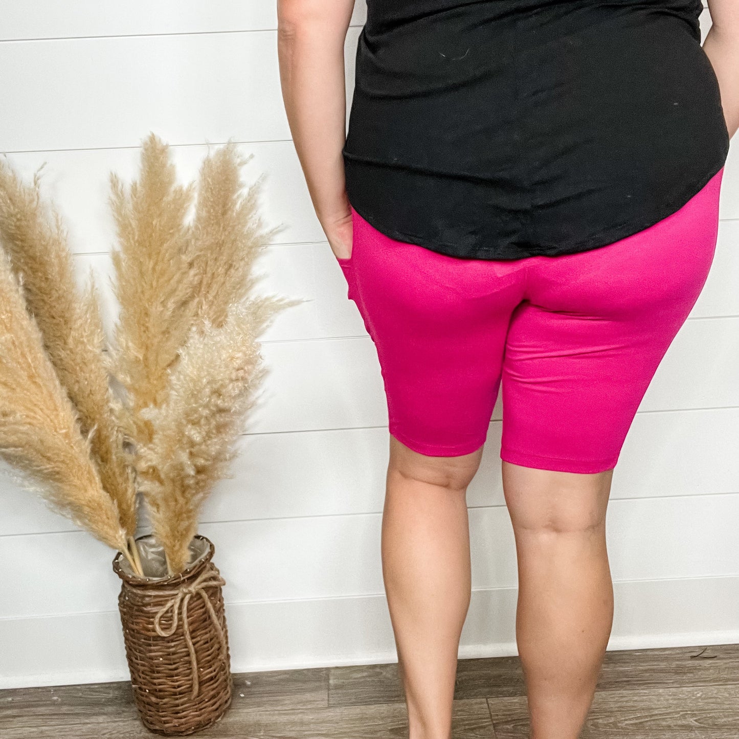 Cotton No Chub Rub Bike Shorts with Pockets (Magenta)