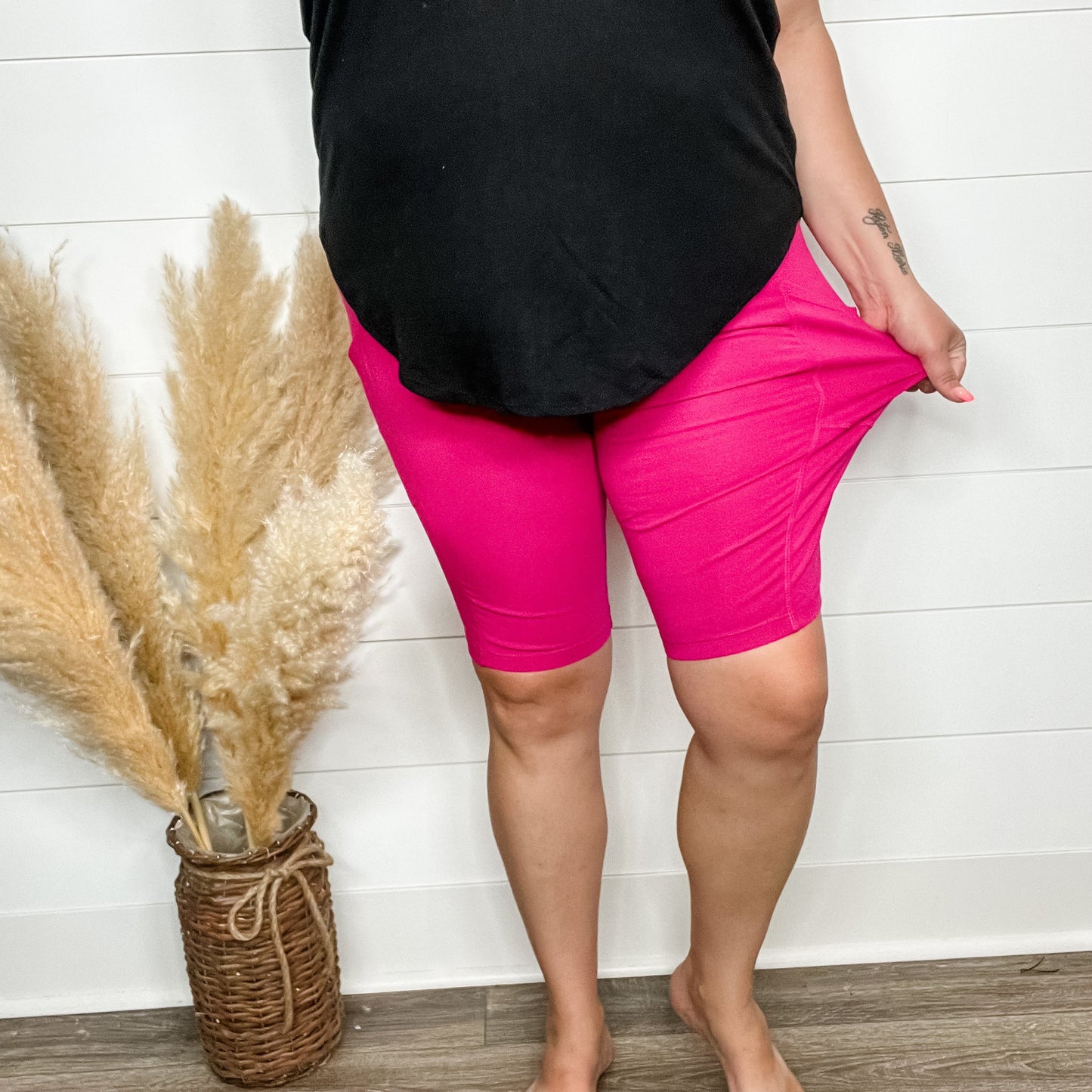 Cotton No Chub Rub Bike Shorts with Pockets (Magenta)