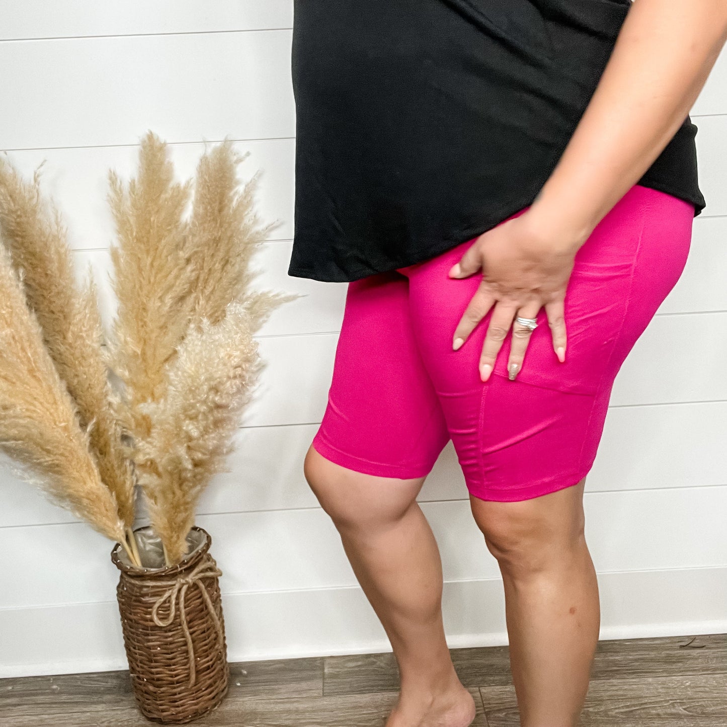 Cotton No Chub Rub Bike Shorts with Pockets (Magenta)