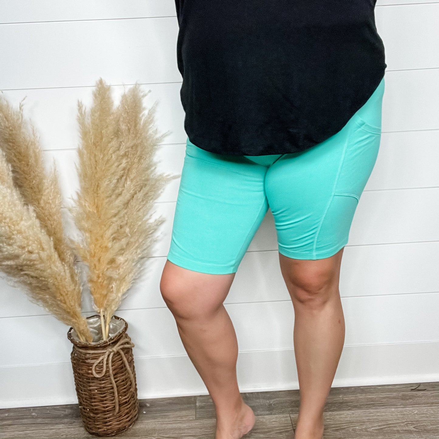 Cotton No Chub Rub Bike Shorts with Pockets (Mint)