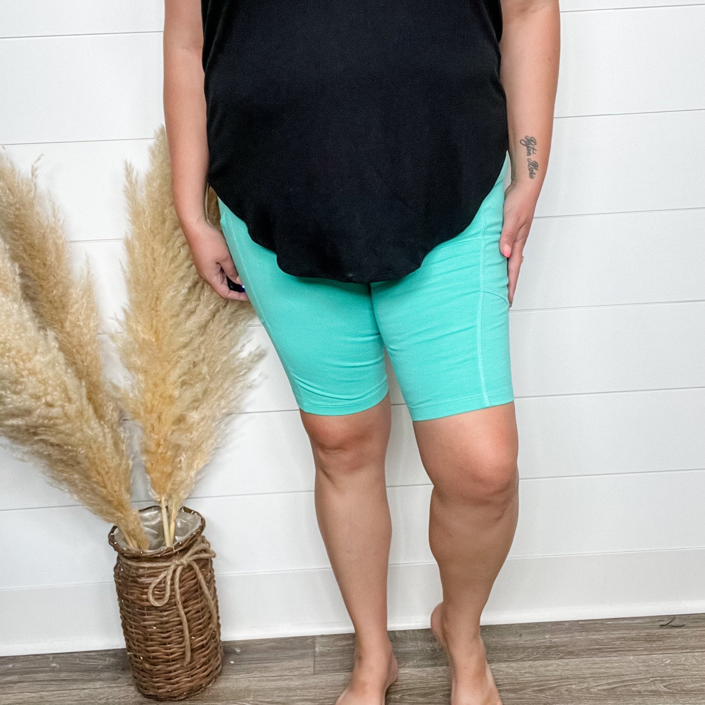 Cotton No Chub Rub Bike Shorts with Pockets (Mint)