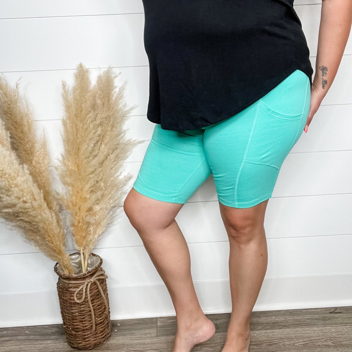 Cotton No Chub Rub Bike Shorts with Pockets (Mint)