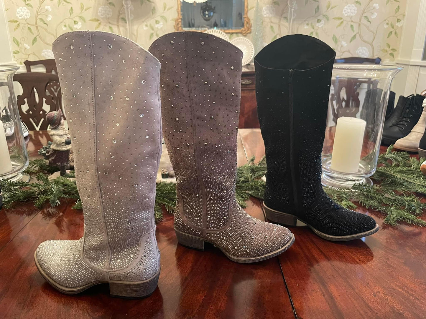 "Crystal" By Very G Faux Suede Wide Calf Boot (Taupe)
