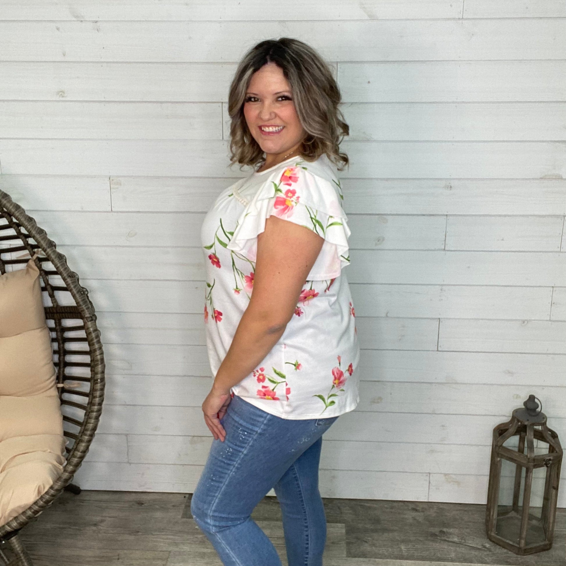 "Dainty" Floral Ruffle Sleeve