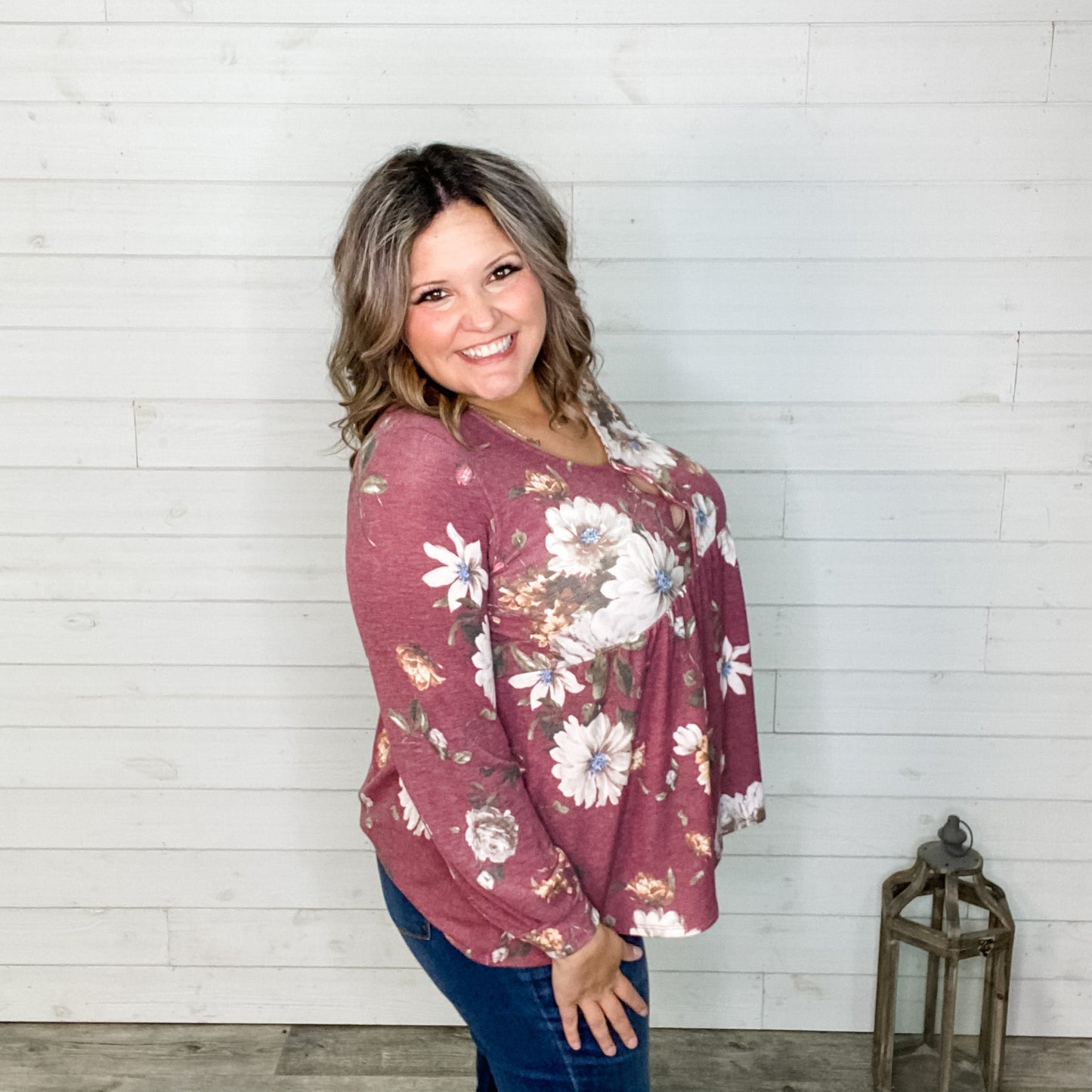 "Dana" Bubble Sleeve Floral V Neck Babydoll