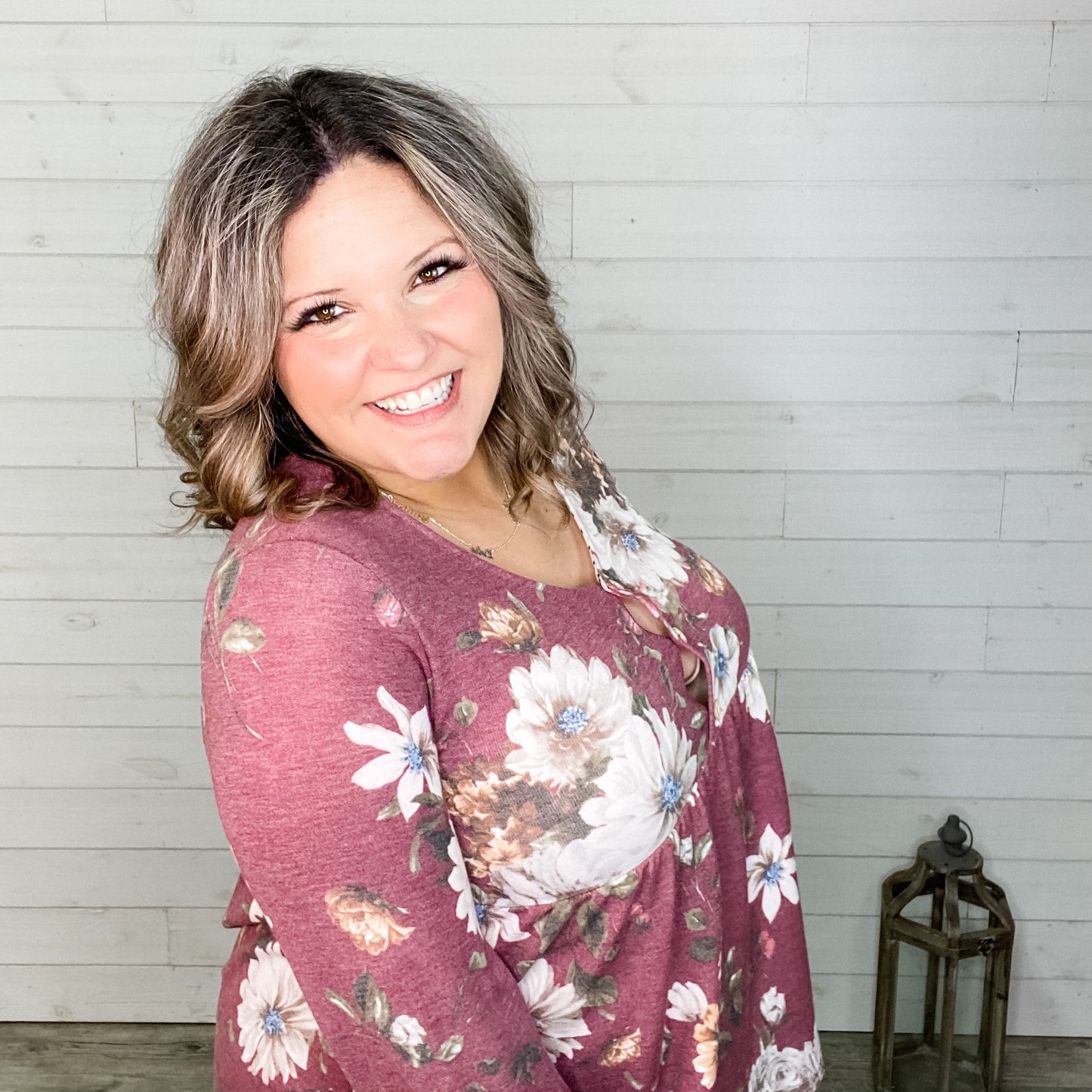 "Dana" Bubble Sleeve Floral V Neck Babydoll