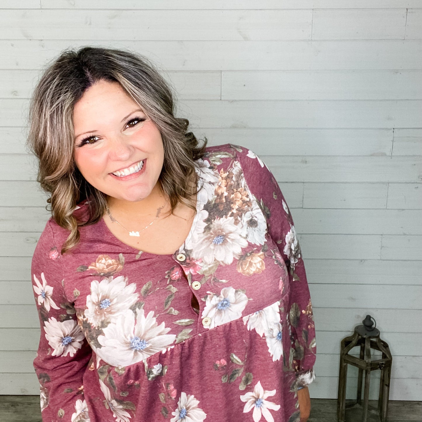 "Dana" Bubble Sleeve Floral V Neck Babydoll