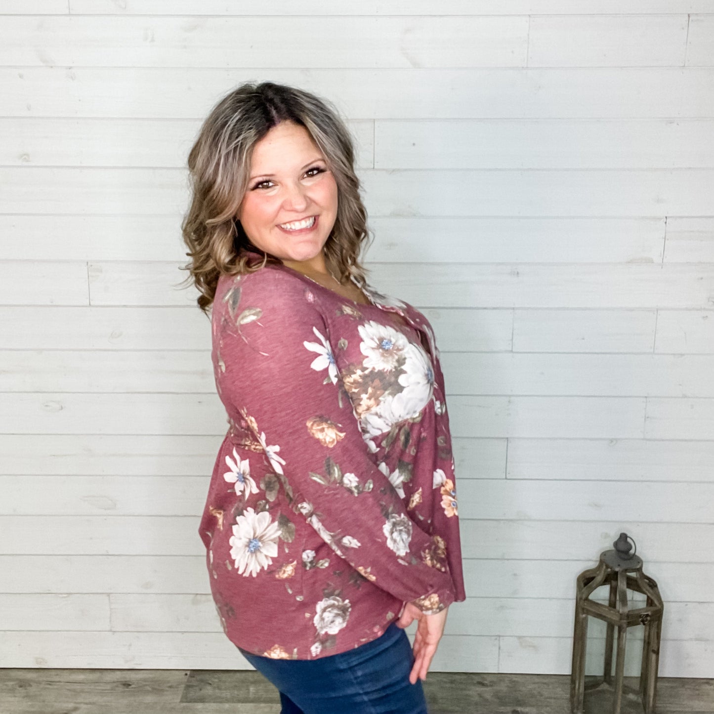"Dana" Bubble Sleeve Floral V Neck Babydoll