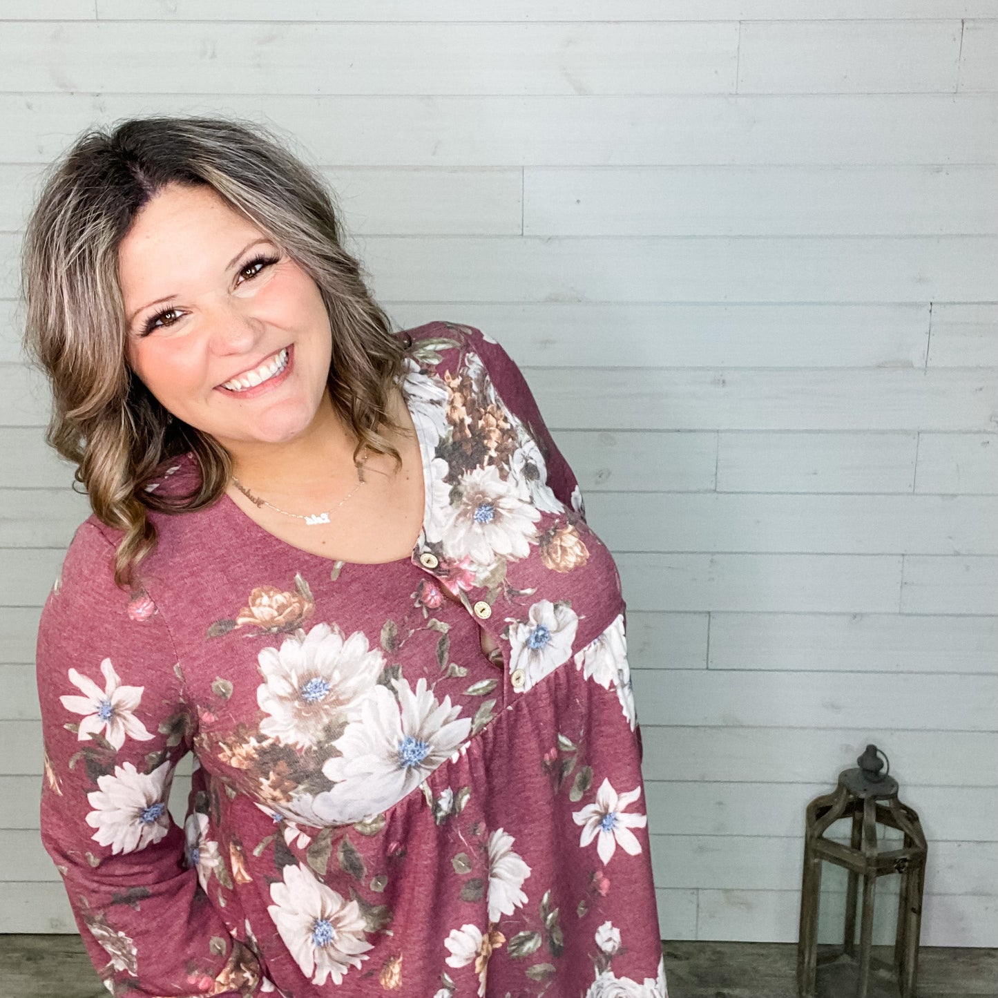"Dana" Bubble Sleeve Floral V Neck Babydoll