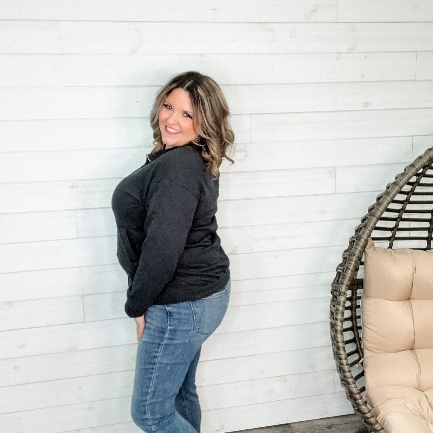 Diamond Quilted Full Zip Jacket (Charcoal)
